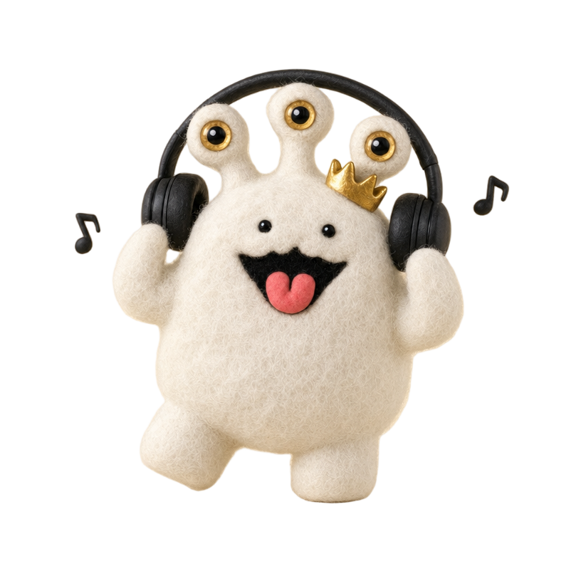 ヘッドホンをつけたうちゅうさん